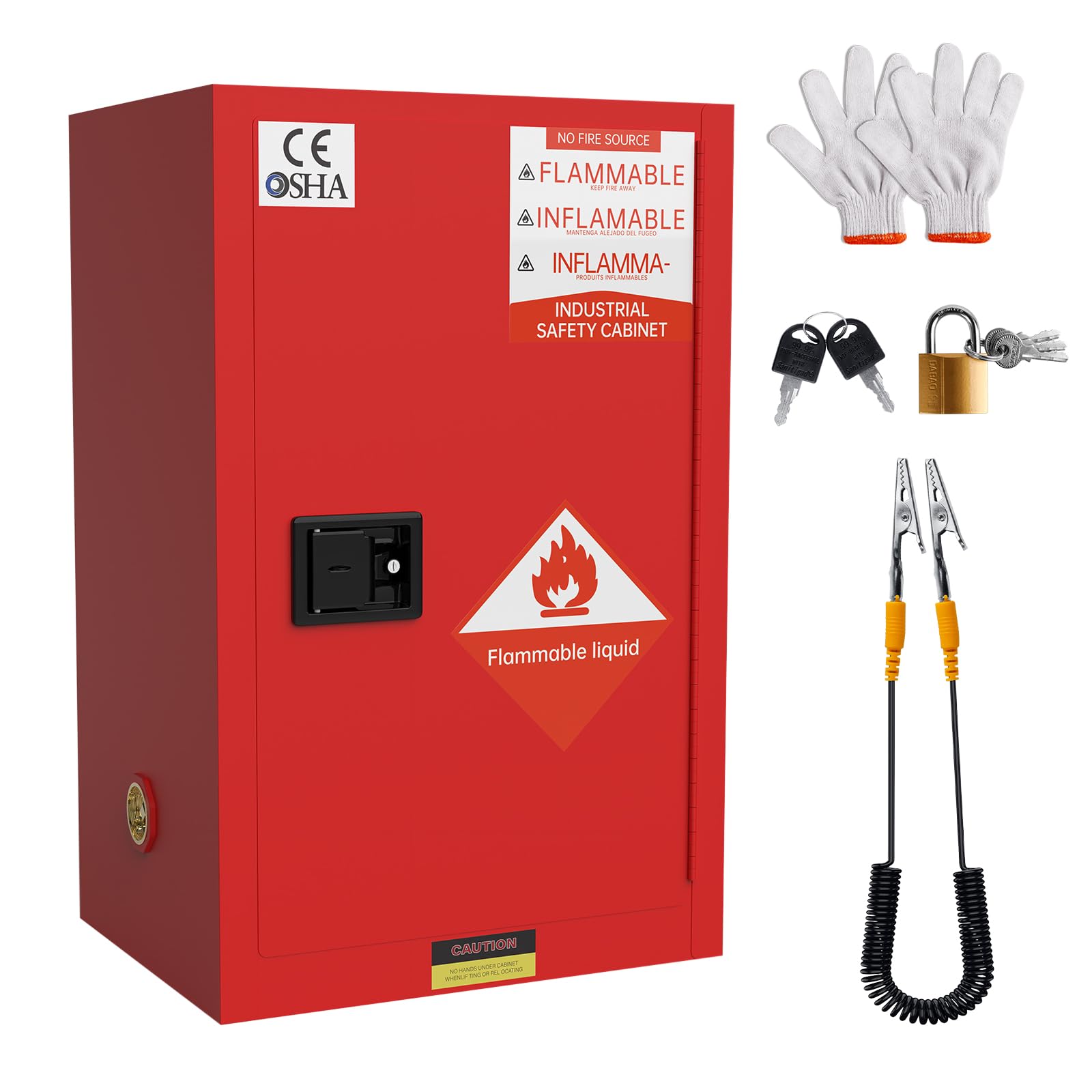 YOEXTO Flammable Storage Cabinet 35 x 18.11 x 23.23in, Galvanized Steel Flammable Liquid Storage Cabinet is Made of 2-mm Cold-Rolled Steel Plate,