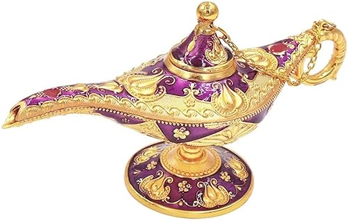 Hourwof Lámpara vintage de genio mágico de Aladdin, lámpara de disfraz de Noches árabes para fiesta temática de boda, luz de deseos de leyenda para