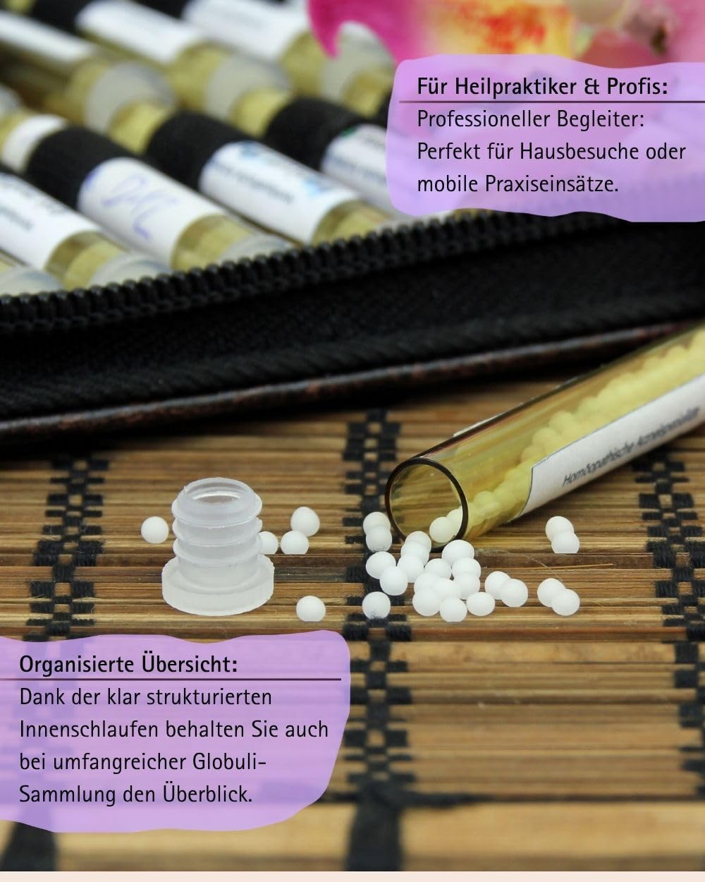 Homöopathie Taschenapotheke Klassik mit 64 Klargläsern Leder (grün)