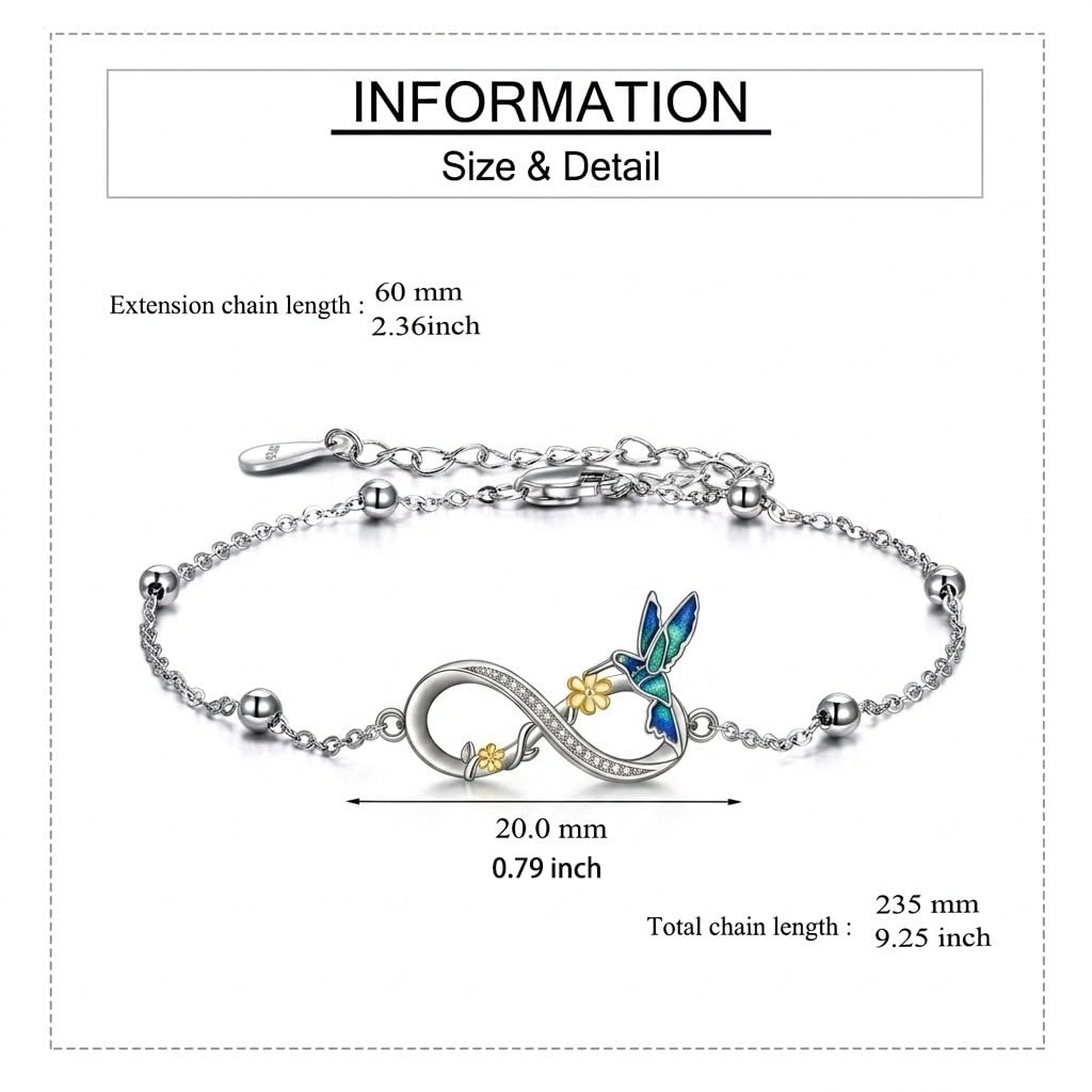 CUPERDA Tier Armband 925er Sterlingsilber Meeresschildkröten Kolibri Bienen Sonnenblumen Verstellbare Armband Tier Schmuck Geburtstags für Damen