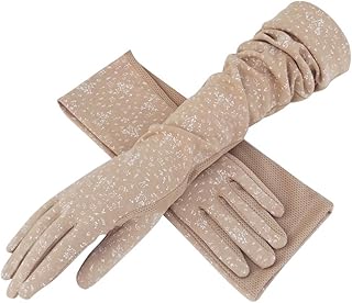 PURFUN Women UV Sun Protection Driving Gloves Soft Cotton Breathable Mesh Summer Cycling Sun Block Gloves Arm Cover Sleeves