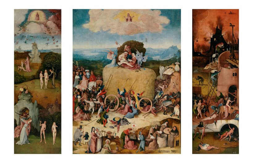 Poster encadré Hieronymus Bosch grand format décoration murale triptyque The Hay Wain