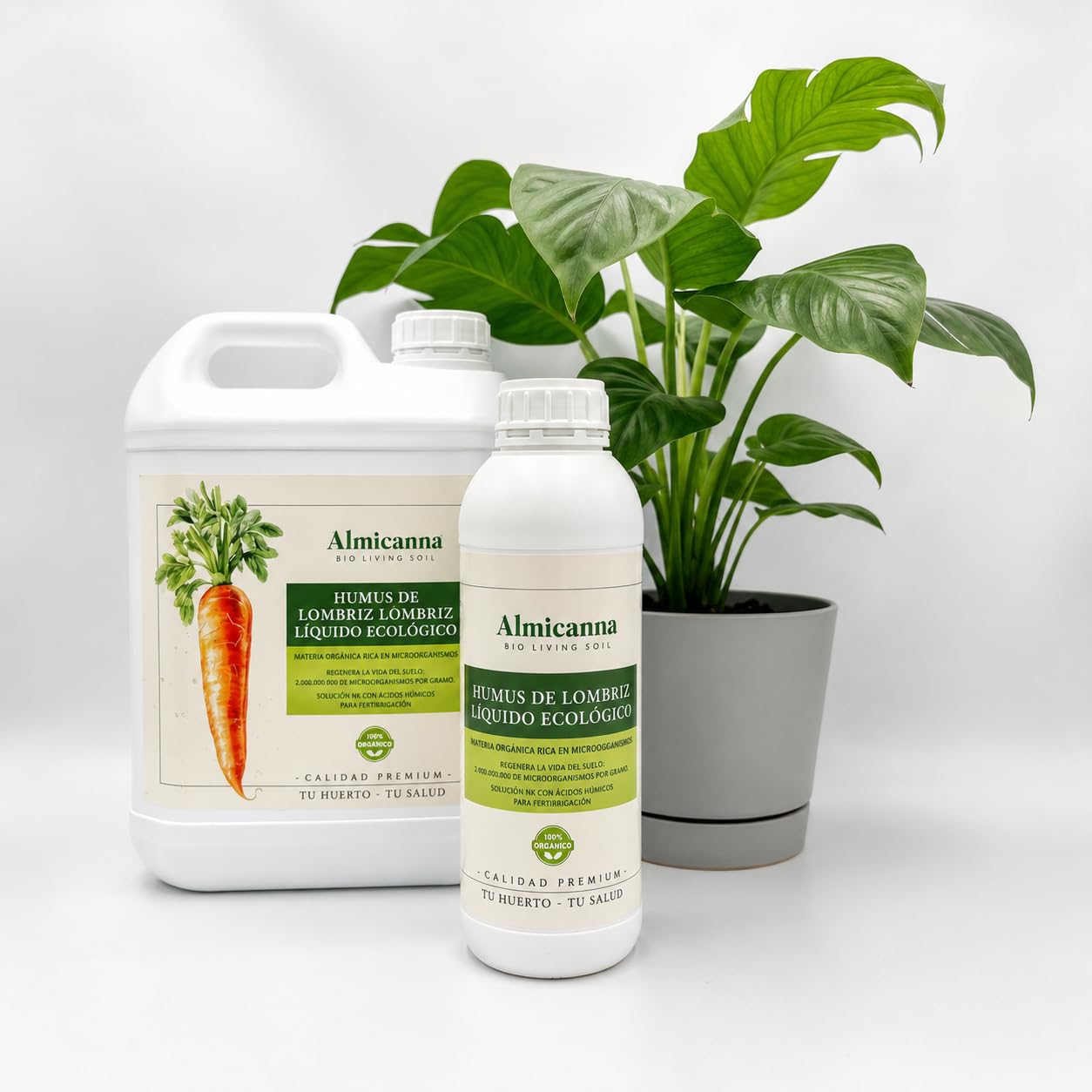 Humus Líquido Orgánico ALMICANNA – Fertilizante Natural con Microorganismos Activos – Mejora del Suelo y Desarrollo Radicular – 100% Origen Natural (5L)