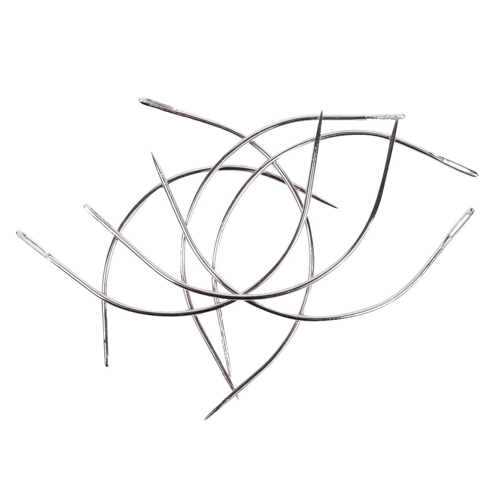 SagaSave 50 Pcs Weaving Needle, C Curved Weaving Needle, 2.5+3 inch Hair Weave Needle, Wig Making Pins Needles Set for Wig Making, Blocking Knitting