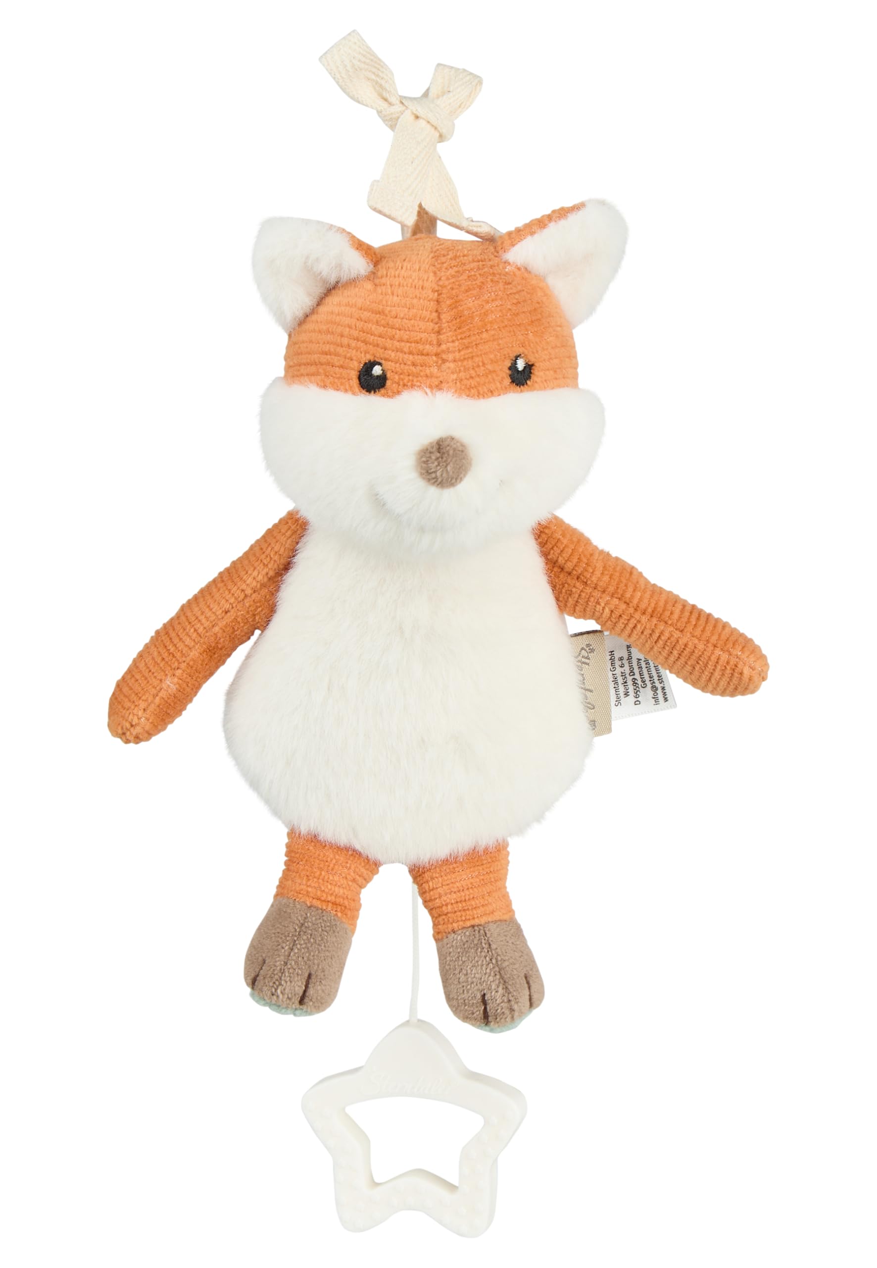 Sterntaler Spieluhr S Fuchs Filou - Baby Kuscheltier mit Musik Mozarts Wiegenlied - herausnehmbares Spielwerk - Spieltier waschbar - Einschlafhilfe für Babys - ab Geburt - Geschenkidee - unisex