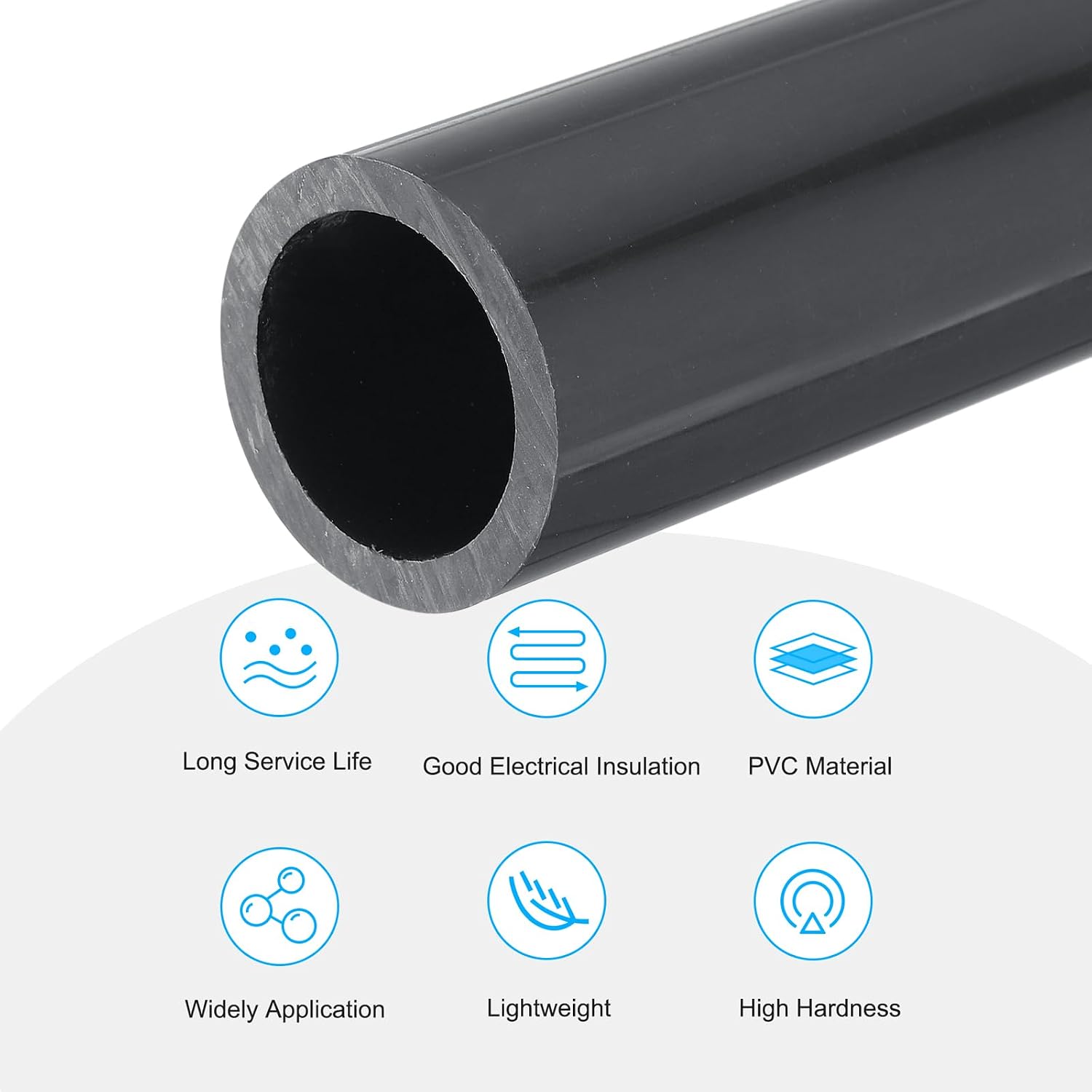 MECCANIXITY 1 1/4 Inch PVC Rigid Tube Round Pipe Tubing Hardware Tubing 24.8mm ID 32mm OD 20cm/8" Dark Grey High Impact for Water Pipe