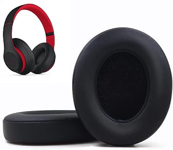 Replacement Ear Pads Cushions Compatible with Beats Studio 3.0/2.0, Headphone Ear Covers with High Density Memory Foam, Soft Leather, Adaptive Beats Noise Cancelling Headphones Replacement Earpads