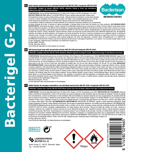 BACTERISAN Bacterigel G-2, Spray Desinfectante para Manos Autosecante, Antiséptico para la Piel Sana, Testado Bajo… - Imagen 3