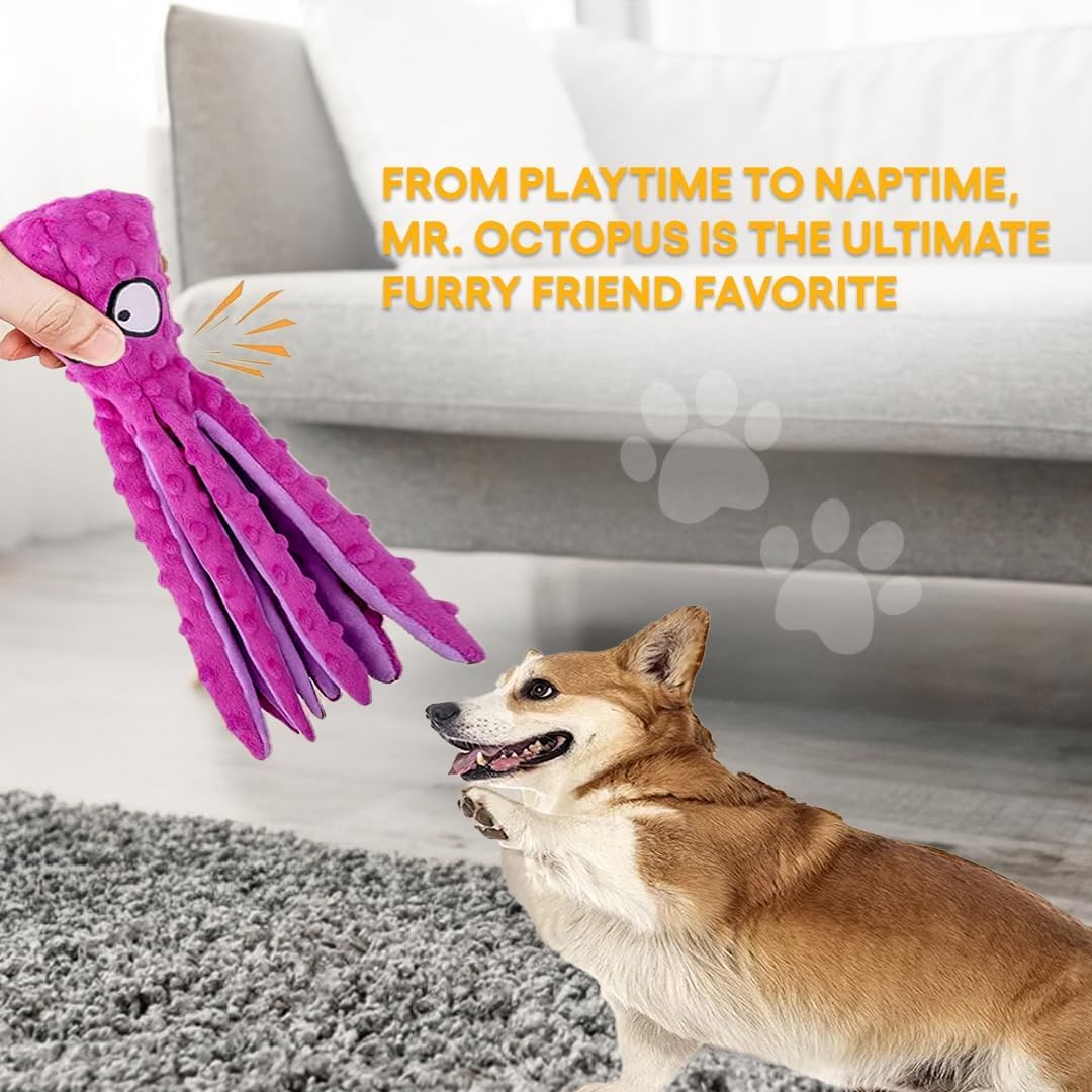Goose/Octopus Indestructible Dog Toys for Aggressive Chewers – Large Teething Chewing Toys & Crinkle Squeaky Plush Chew Toys for Puppies, Teething Toys for Small, Medium, and Large