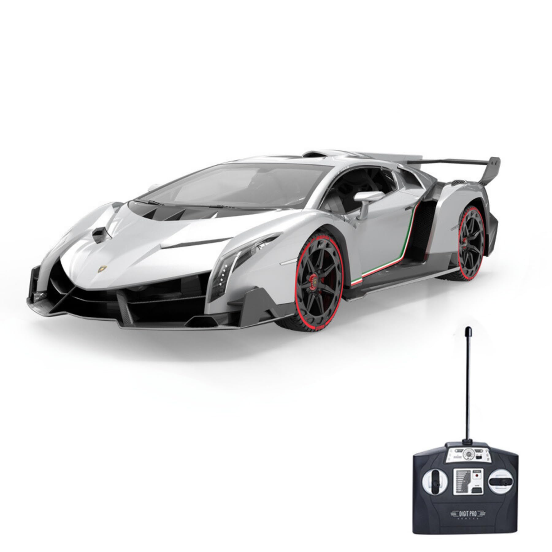 VinieRemote Control Car for Boys, RC Cars Lamborghini, 1:14 Scale Officially Licensed Kids Toys, Lambo Veneno Drift Car with Cool Led Lights, 4 5 6 7 8 9 10 11 12 Year Old Boy Birthday Gift (Silver)