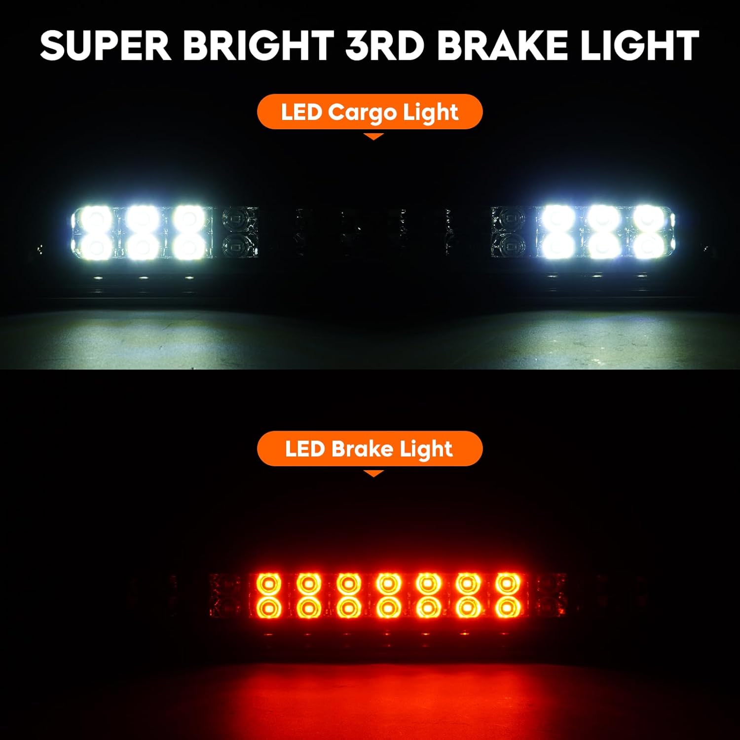 Tresound LED Tail Lights + 3rd Third Brake Cargo Lamp for Silverado 94-98, for Chevy GMC C/K C1500 C2500 C3500 K1500 K2500 K3500 88-00, for Blazer 92-94 Rear taillight Assembly, Smoke Lens