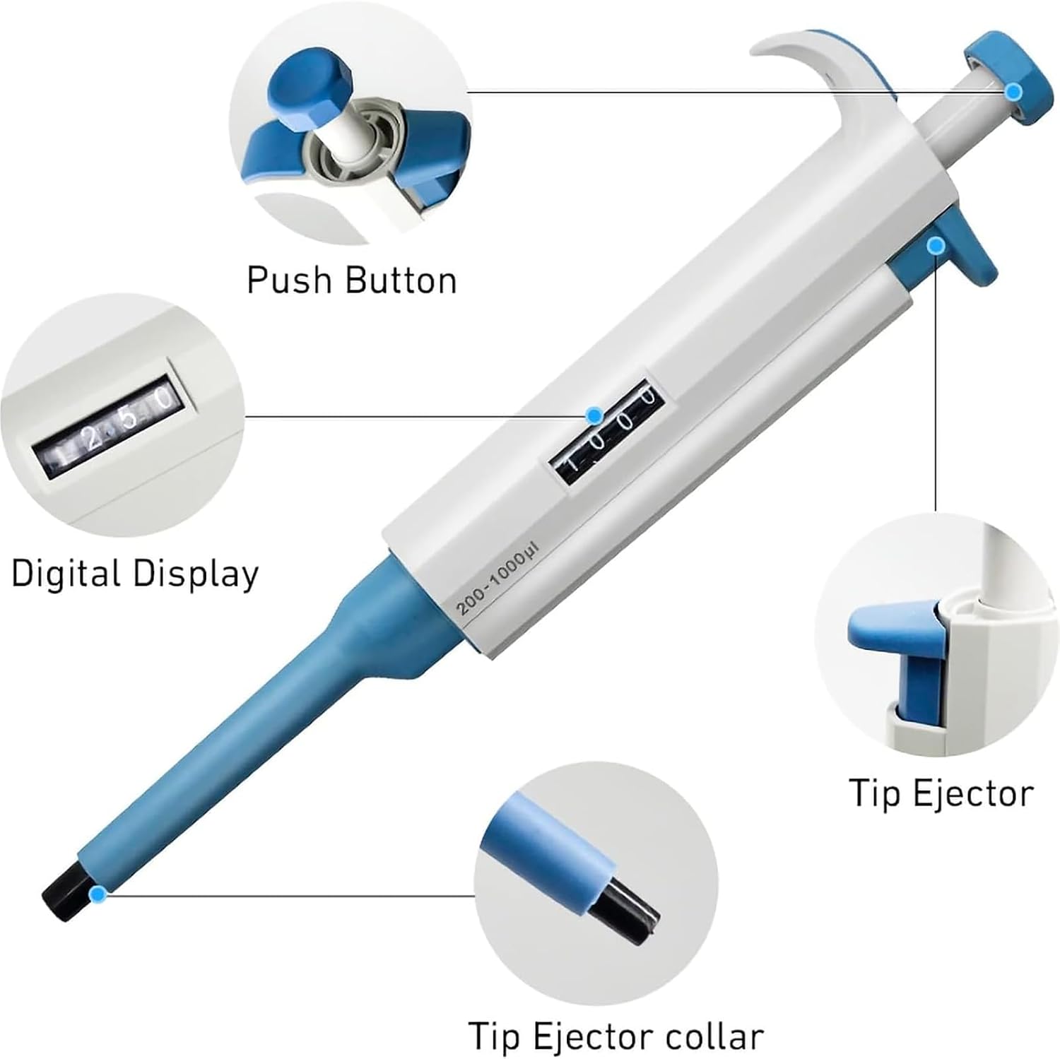 TsoLay Laboratory Pipette, Single Channel Adjustable Micro Pipette with Pipette Tips, Manual Adjustable Volume and High Precision, Micro Pipette Lab Pipettor Transfer, for School Education Laboratory