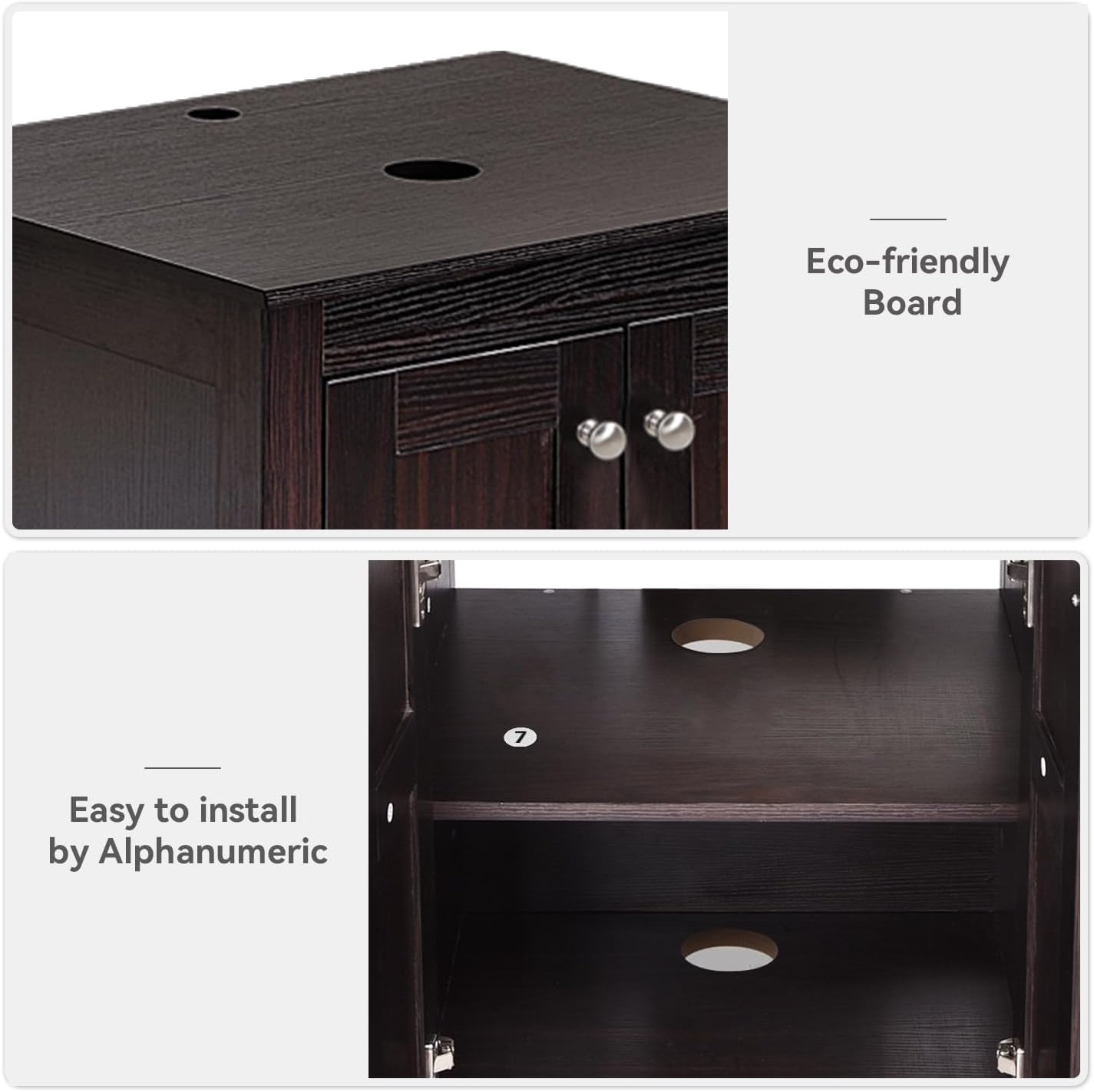Diagram showing overall dimensions of the SOLIDEE 24-inch bathroom vanity: 24 inches width, 19 inches depth, 31.5 inches height.