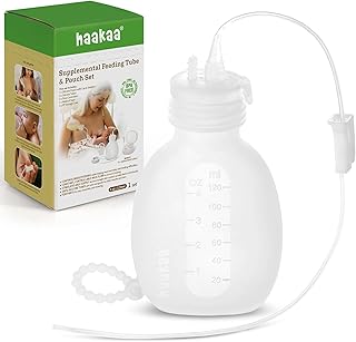 Haakaa Supplemental Nursing System (SNS) Set – Feeding Tube & Pouch for Assisted Breastfeeding