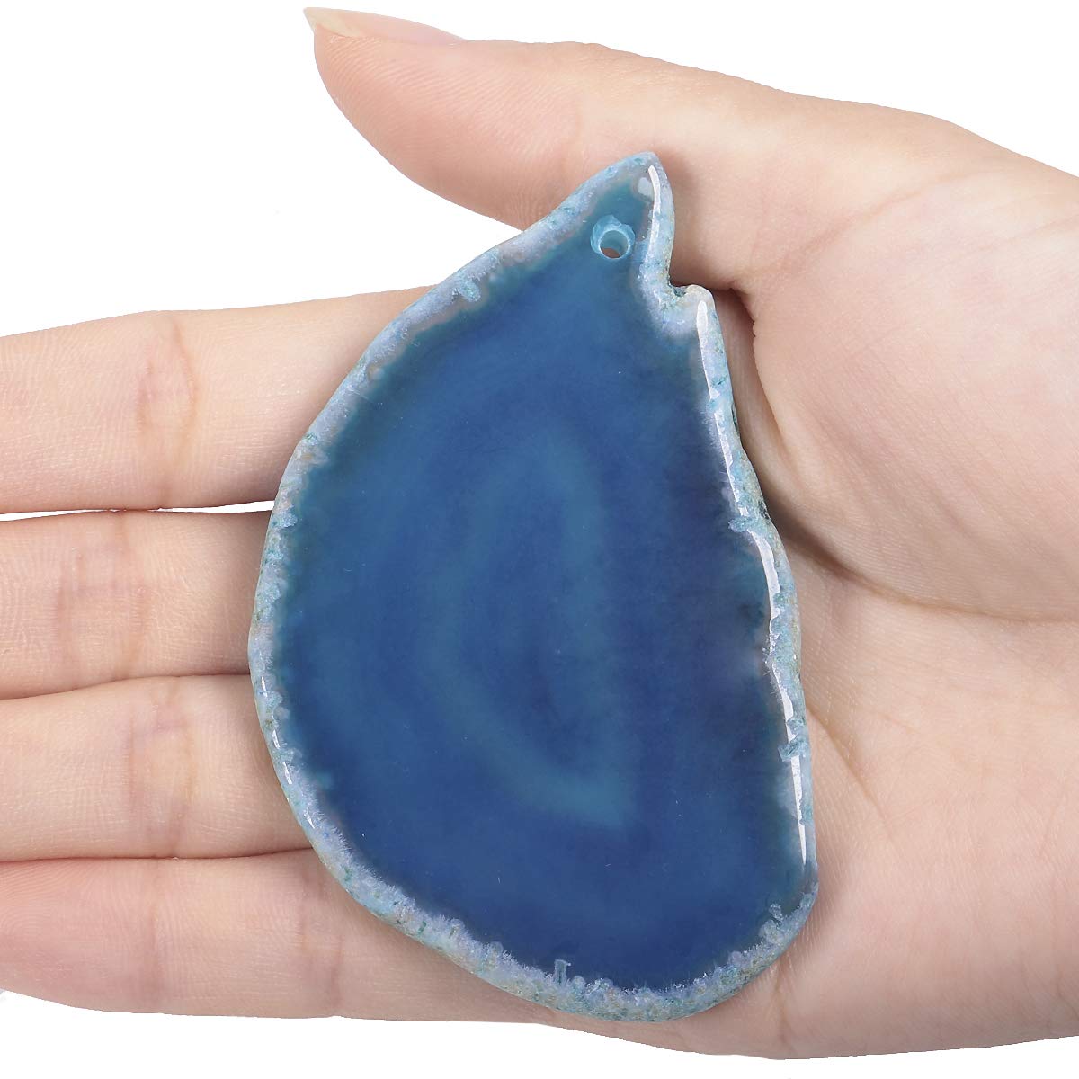 KYEYGWO 10 Stück Natürliche Achat Scheiben Anhänger für Schmuckherstellung, Top Gebohrte Heilender Kristall Geode Achate Unregelmäßige Polierte Steine