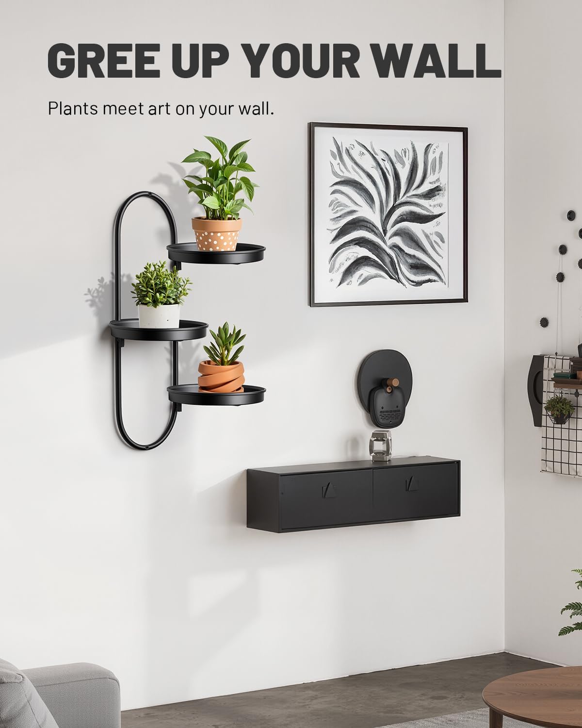 Wall Plant Holder Indoor, Wall Planters for Indoor Plants, Window Plant Shelves for Indoor Plants, Plants Hanger Indoor, Black