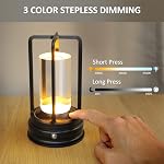 Black Rechargeable LED Table Lamp – Portable Crystal Lantern with Touch Control, 3-Color Dimmable Light, 2000mAh Battery for Indoor & Outdoor Use