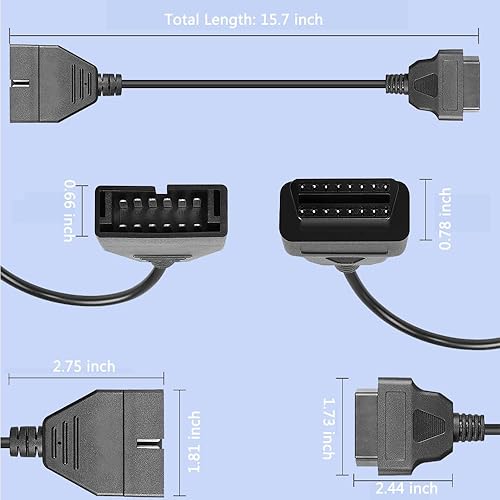 Miniatura 5 de TIMEJONS OBD1 12 pines a OBD2 16 pines escáner adaptador de herramienta de diagnóstico, OBD II Herramienta de diagnóstico de coche Adaptador de