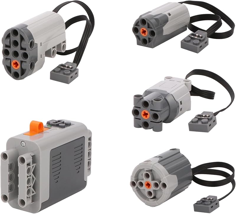 5PCS Motor Starter Kit Compatible with LEGO - Includes M, L, XL, Servo Motors and Battery Box, Replacement Parts for Building Blocks, Robotics, and DIY Engineering Projects