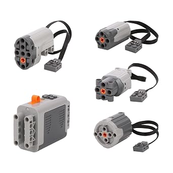 5PCS Motor Starter Kit Compatible with LEGO - Includes M, L, XL, Servo Motors and Battery Box, Replacement Parts for Building Blocks, Robotics, and DIY Engineering Projects