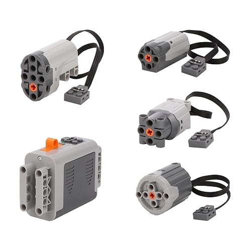 5PCS Motor Starter Kit Compatible with LEGO - Includes M, L, XL, Servo Motors and Battery Box, Replacement Parts for Building Blocks, Robotics, and DIY Engineering Projects