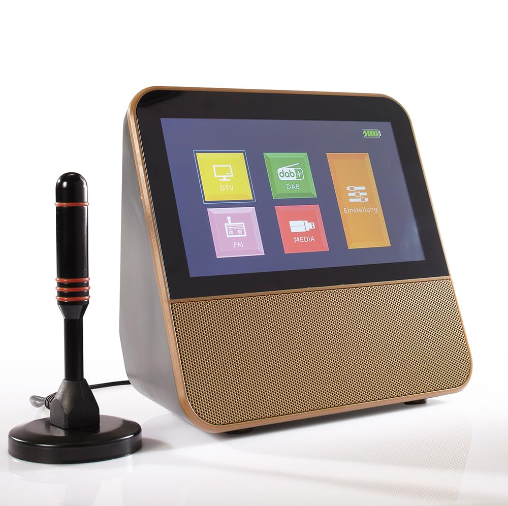 VIBELL Mini TV Portable 7 Pouces DVB-T2 & Dab+ avec Écran IPS Tactile HD, Batterie Rechargeable 2000mAh, Radio FM, Lecture Multimédia USB, Haut-Parleurs Stéréo, Télécommande
