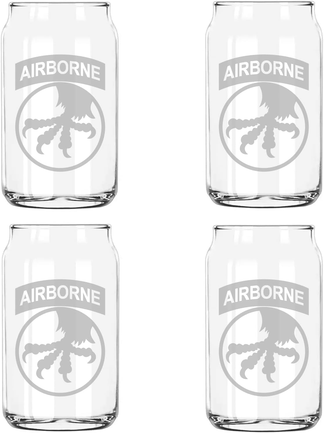 Milk Mug Designs 17th Airborne Division SSI Etched 5 Ounce Beer Can Taster Glass Pack of 4