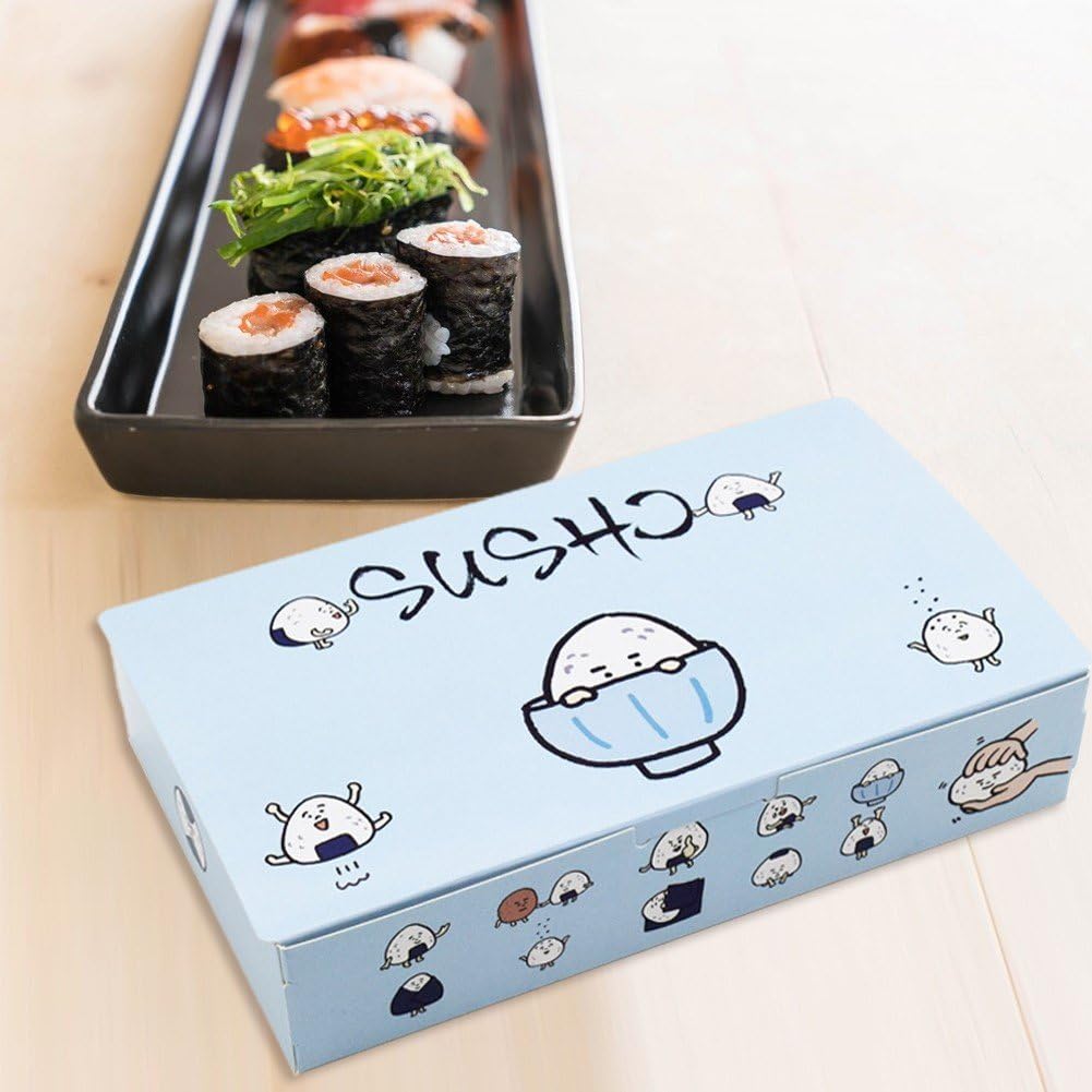 100 Pz/Set Scatole per Alimenti Asporto Piccole Scatole di Salumi Contenitori per Sushi USA E Getta Palline di Riso Fornitura di Imballaggi per Il Ristorante