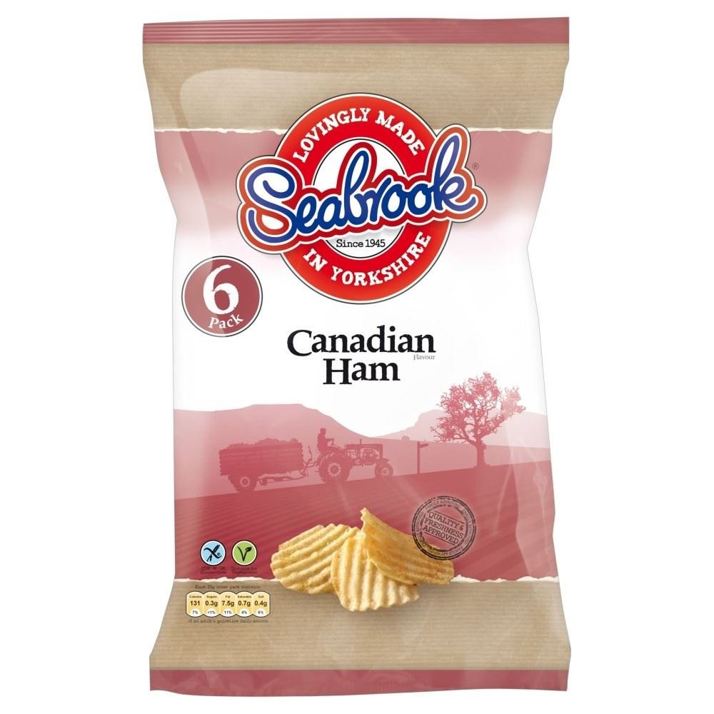 SeabrookCrinkle Cut Crisps - Canadian Ham (6x25g) - Pack of 2