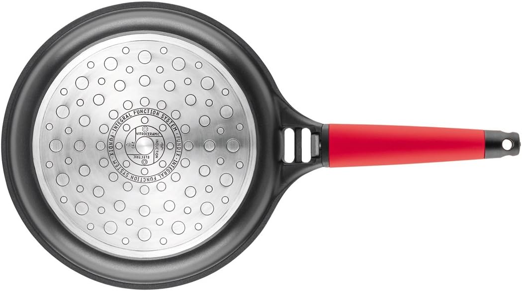 Fundix by Castey Nonstick Cast Aluminium Induction Fry Pan with Removable Red Handle, 8-Inch