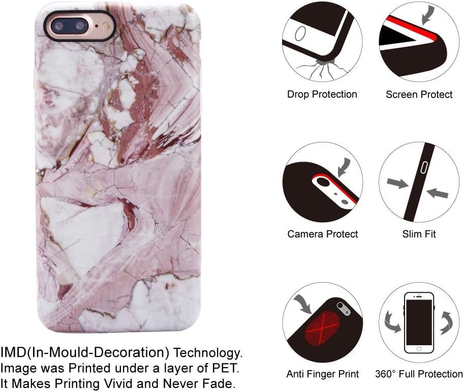 GOLINK iPhone 7 Plus Case/iPhone 8 Plus Marble Case, Matte Marble Series Slim-Fit Anti-Scratch Shock Proof Anti-Finger Print Flexible TPU Gel Case for iPhone 7/8 Plus - Nude Marble