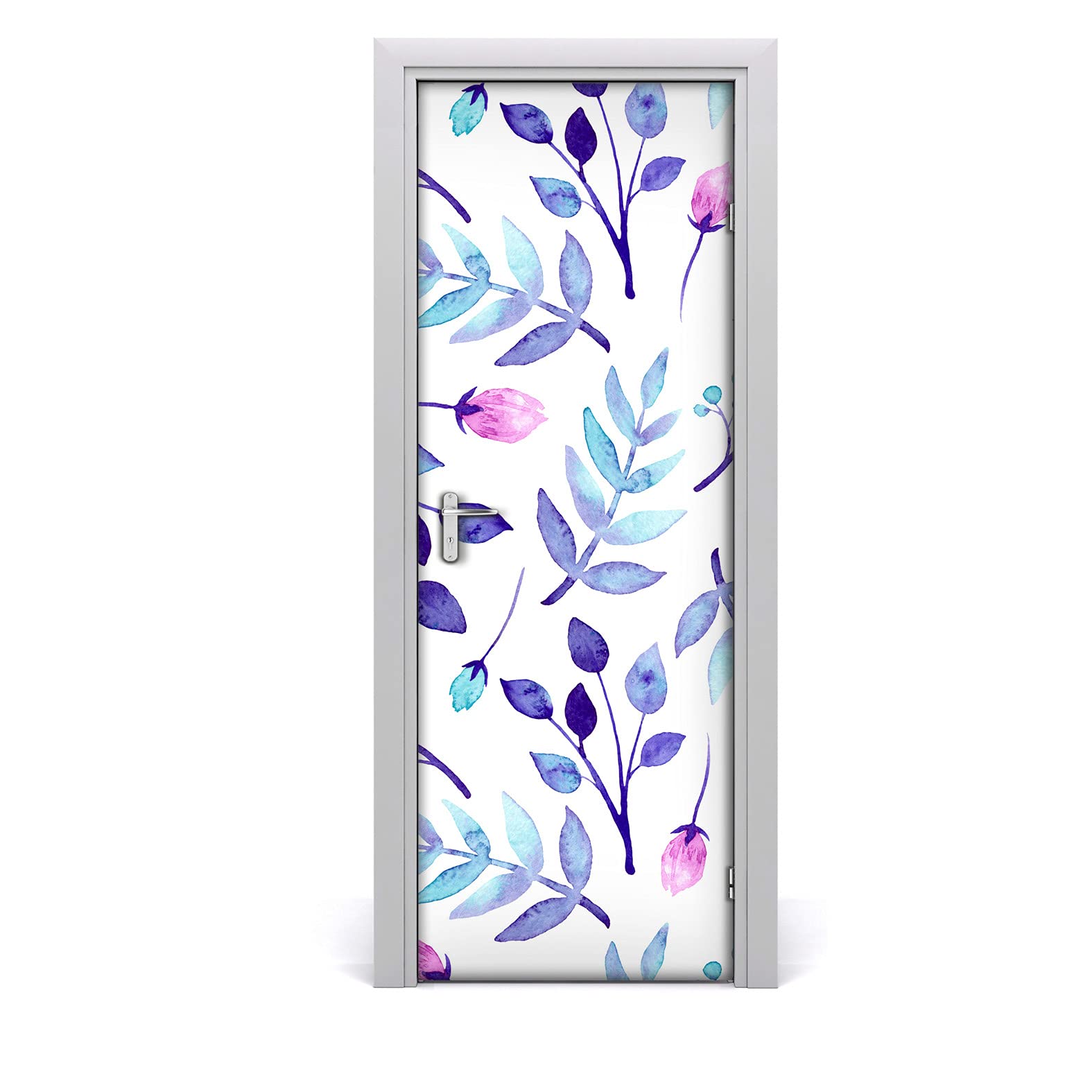 Autocollant de porte imperméable papier peint fleurs Magic-Stick