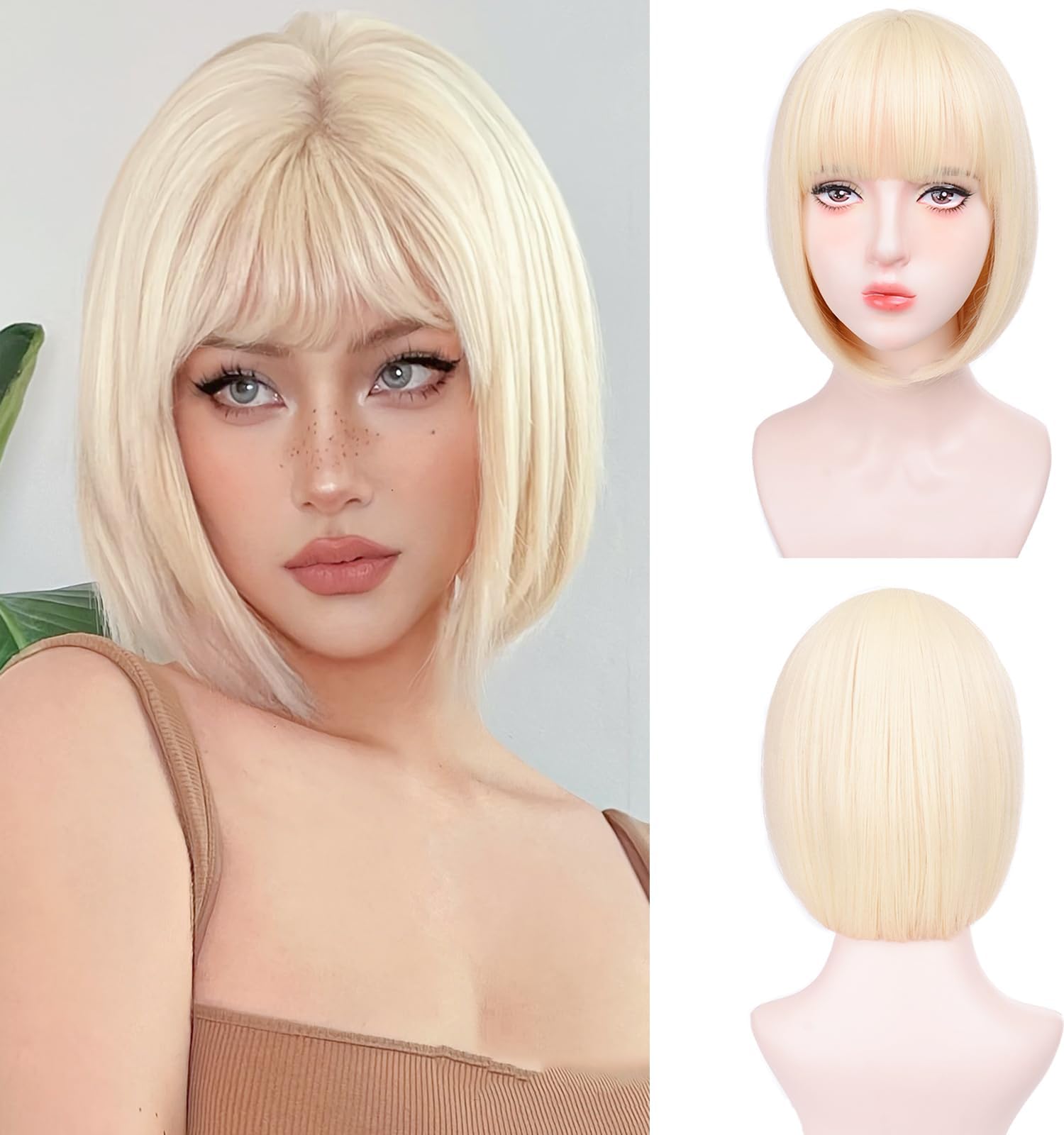 Partyrama Wig 12 Inch Adult Blue Short Bob Fringe Costume Accessory