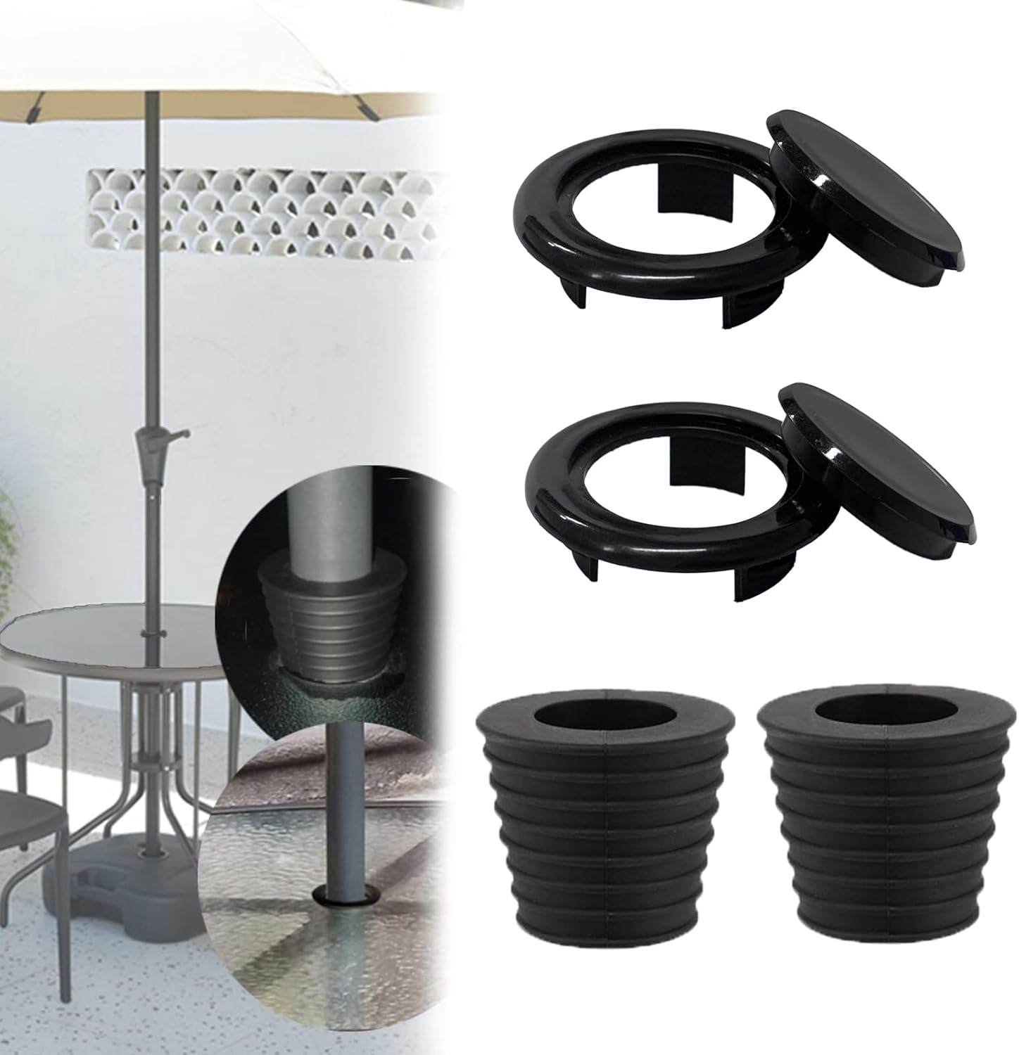 FCOUIID 2" Patio Umbrella Table Hole Cap & Cone Wedge