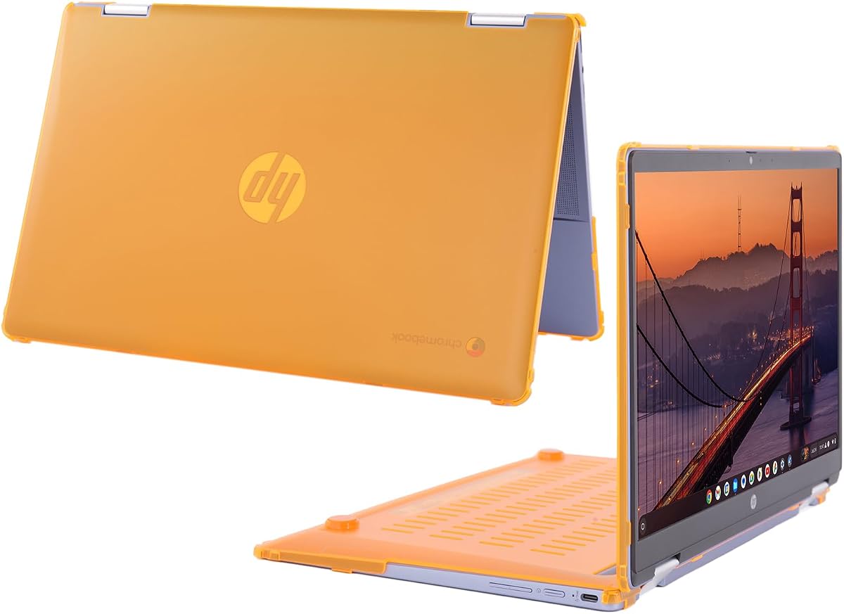 mCover Estuche rígido SOLO compatible con computadoras portátiles HP Chromebook x360 14B-CD0000 Series 2024~2025 de 14" (NO es compatible con ninguna otra computadora portátil HP Chromebook y Windows) - Naranja