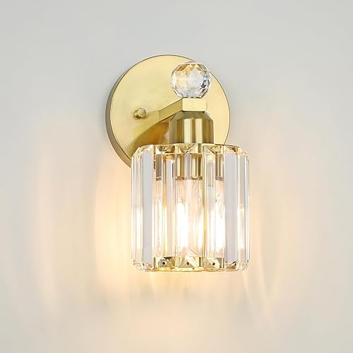 Miniatura 8 de Lámparas de baño doradas de 3 luces, modernas luces de tocador de baño con pantalla de cristal transparente, moderno aplique de pared de 3 luces de