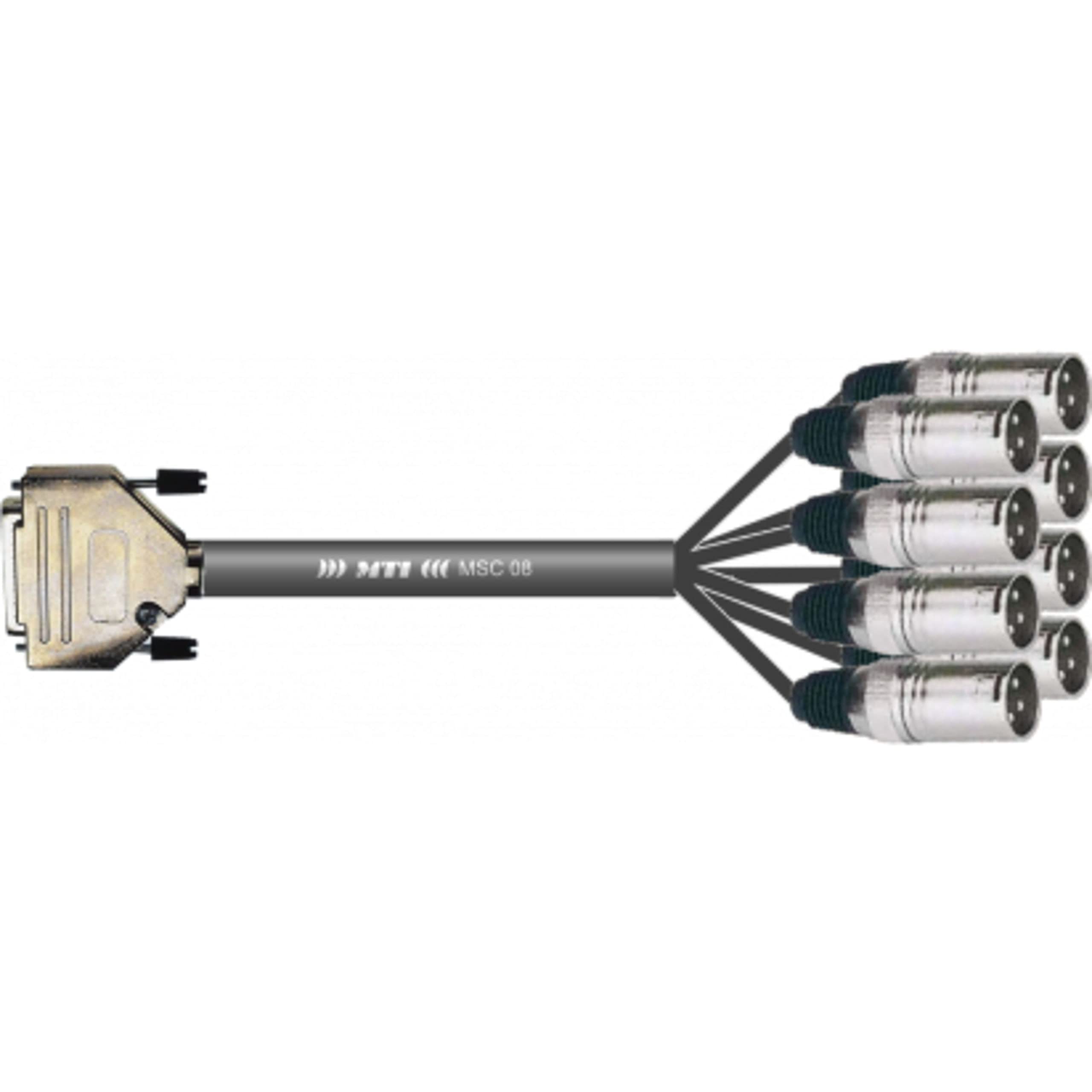 MUSIC STORE Studio Multicore/Eco 8/25-XLR 1,5m, Analoge Multicore Kabel, MTI-Analogloom, 8 symmetrische Kanäle, D-Sub 25 XLR male, Vollmetallhaube, Chrom-Rändelschrauben, MTI Tour Line Stecker,