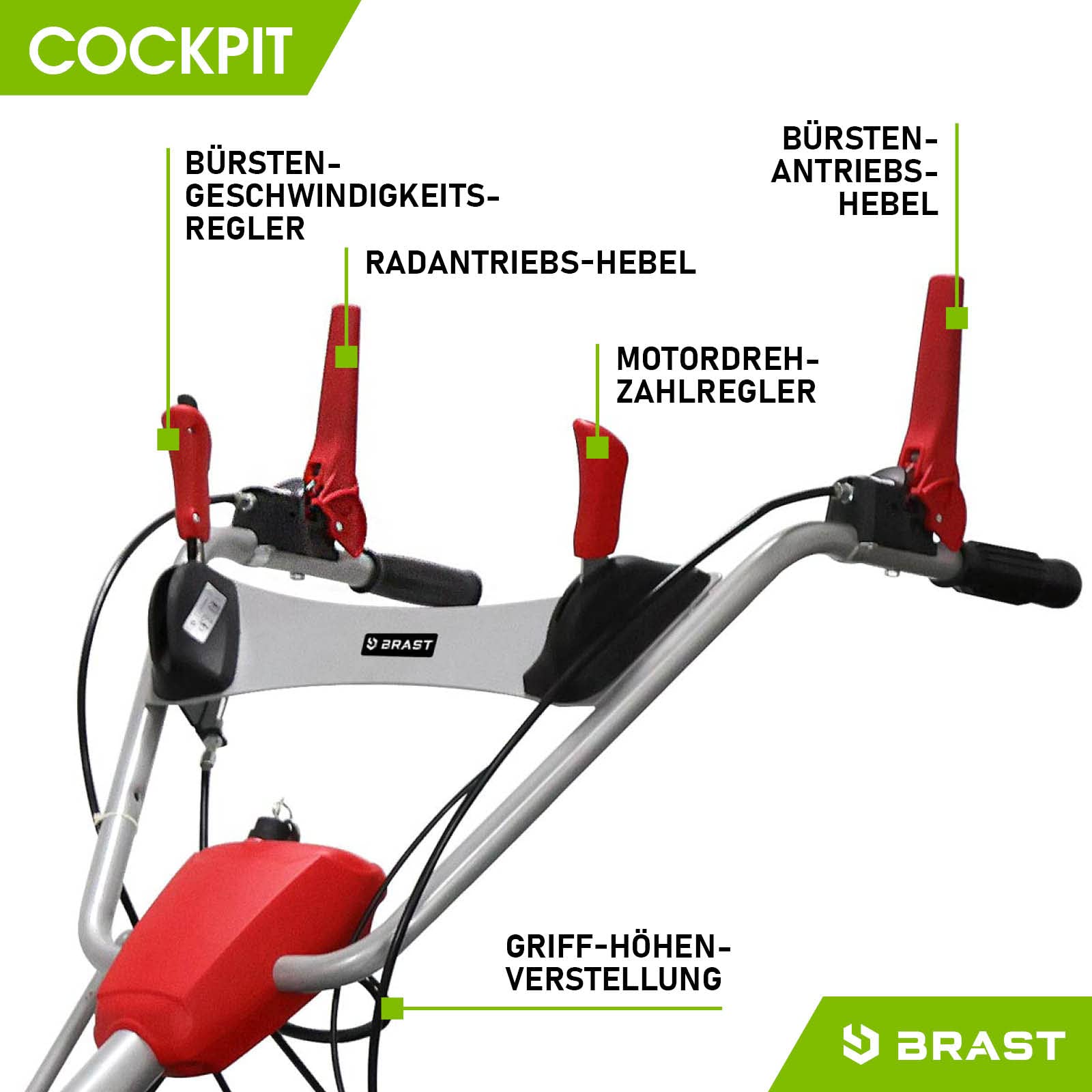 BRAST Kehrmaschine Benzin | Laubsammler Schneeschieber | XXL Premium | 4,8kW(6,5PS) - 5,14kW(7PS) | viele Modelle | 80-100cm Arbeitsbreite | Elektrostart | Schneeketten | 3in1 Gerät