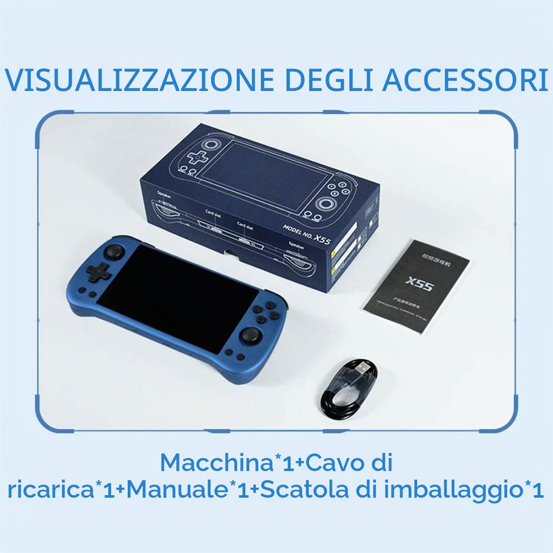 X55 Console di Giochi Portatile Built-in 256G TF Card 30000 Classic Giochi, Console di gioco Retro 16GB+64GB Supporto WIFI, Bluetooth, HDMI, Schermo Grande 5,5 Pollici