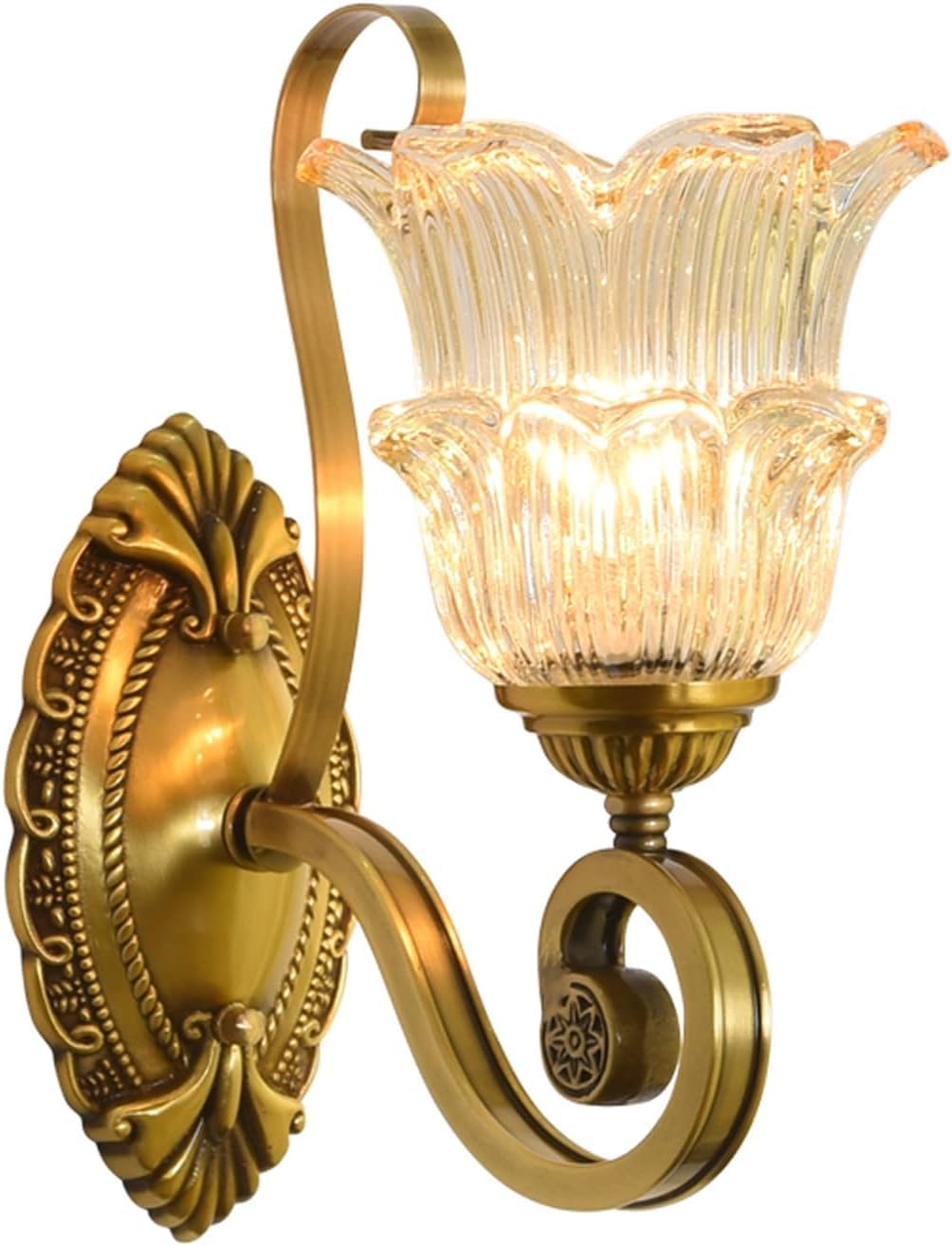 YNIYUJKL Wall Lamp, Wall Lamp Copper Retro Wall Lamp Glass Lampshade Indoor Wall Concise Bedside Wall Sconce Decorative For Home Porch Terrace Garage Lamp Wall Mount Light
