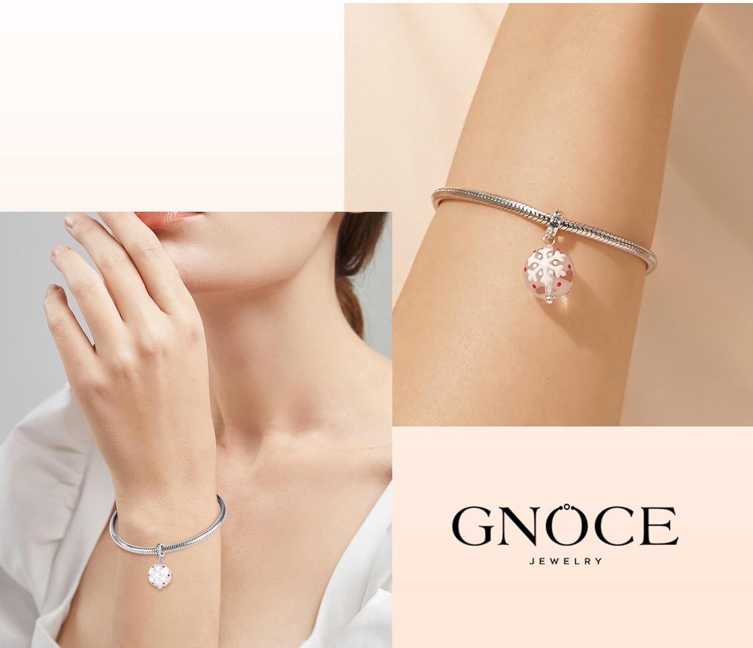 GNOCE Snow Globe Pendant Charm Sterling Silver Dangle Christmas Charm Fit Bracelet/Necklace for Women Wife/Jewelry Gift - Image 7
