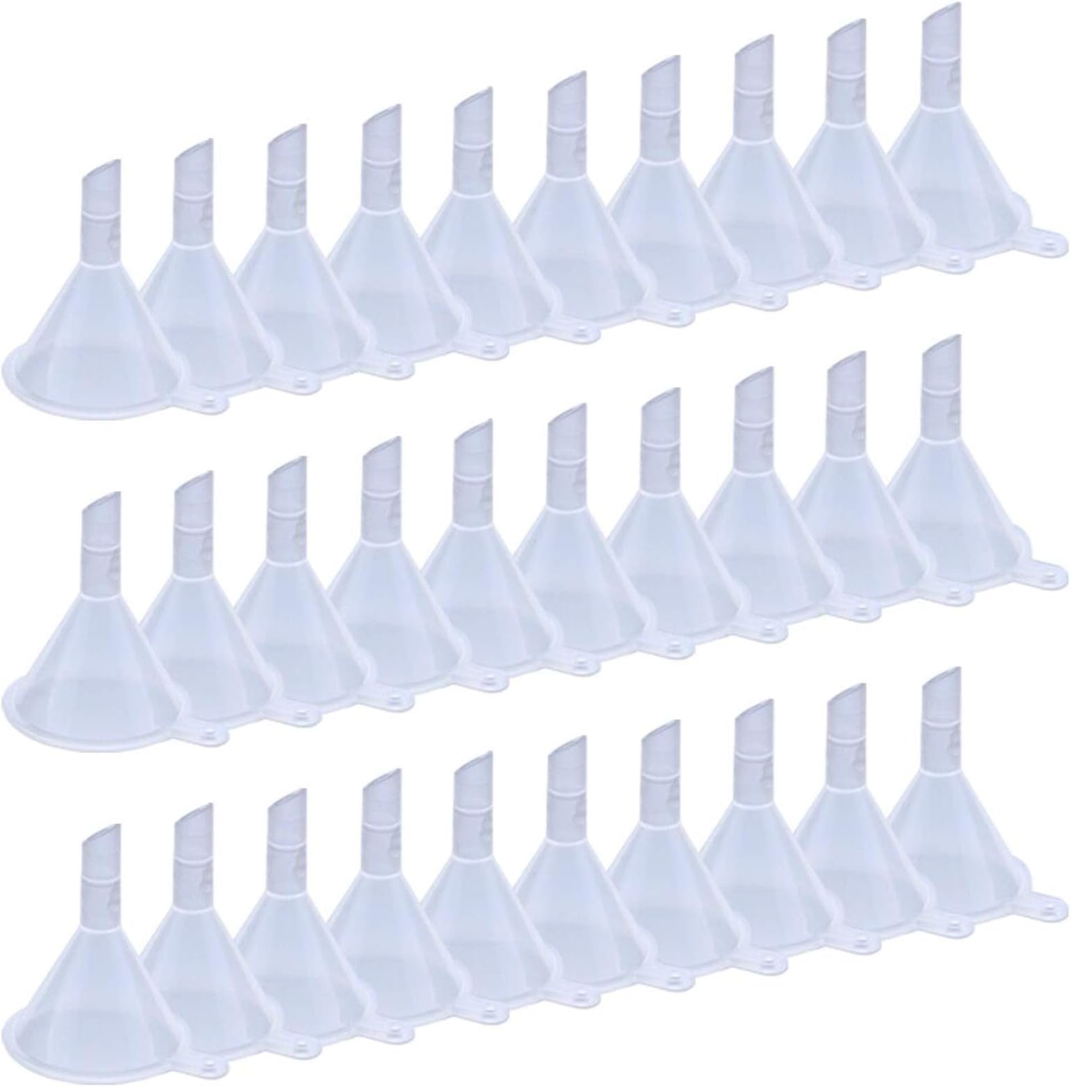 WARMBUY Mini Clear Plastic Funnels, 30 Pack