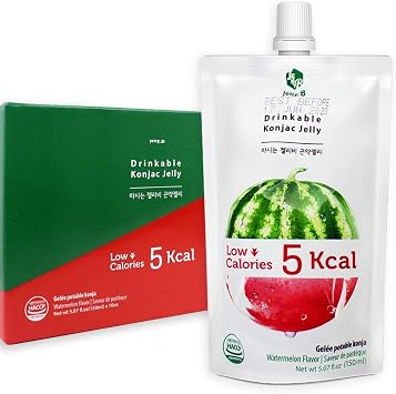 JELLY B Drinkable Konjac Jelly (10 Packs of 150ml) - 0 Gram Sugar, Only 5 kcal Each Packets (Watermelon)