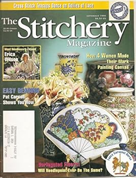 THE STITCHERY MAGAZINE August/September 1996 (Cross stitch teacups, dance on doilies of lace, Erica Wilson, Pat Carson, Needlepoint: Catherine Reurs' Garden of Eden, Variegated Fibers)