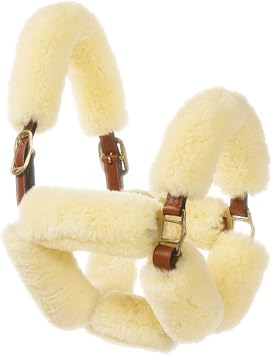 OVATION Europa Sheepskin Halter Set - Plush Sheepskin Halter Covers for Horse Comfort and Protection, Halter Not Included, Cream, 9PC-Set