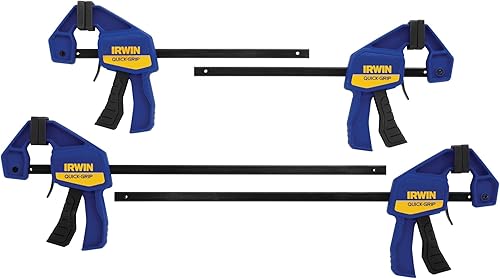 Miniatura 3 de IRWIN Abrazadera de barra QUICK-GRIP con una mano Mini 6 pulgadas 2 12 pulgadas 2 paquete de 4 1964748 azul amarillo