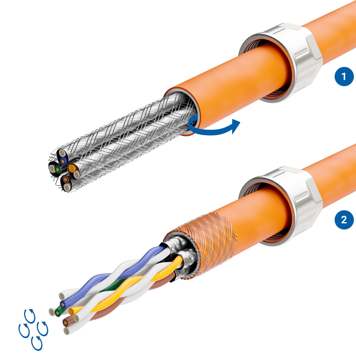 deleyCON 12x Connettore RJ45 CAT 6a Angolato 90° Senza Utensili, Schermato, 10 Gbit/s - per Cavi di Posa Rigidi (Roh), Ethernet LAN/DSL/Patch | Senza attrezzi, schermato, per cavi di posa rigidi, cavo grezzo, connettore RJ45, Ethernet, LAN, DSL, cavo patc