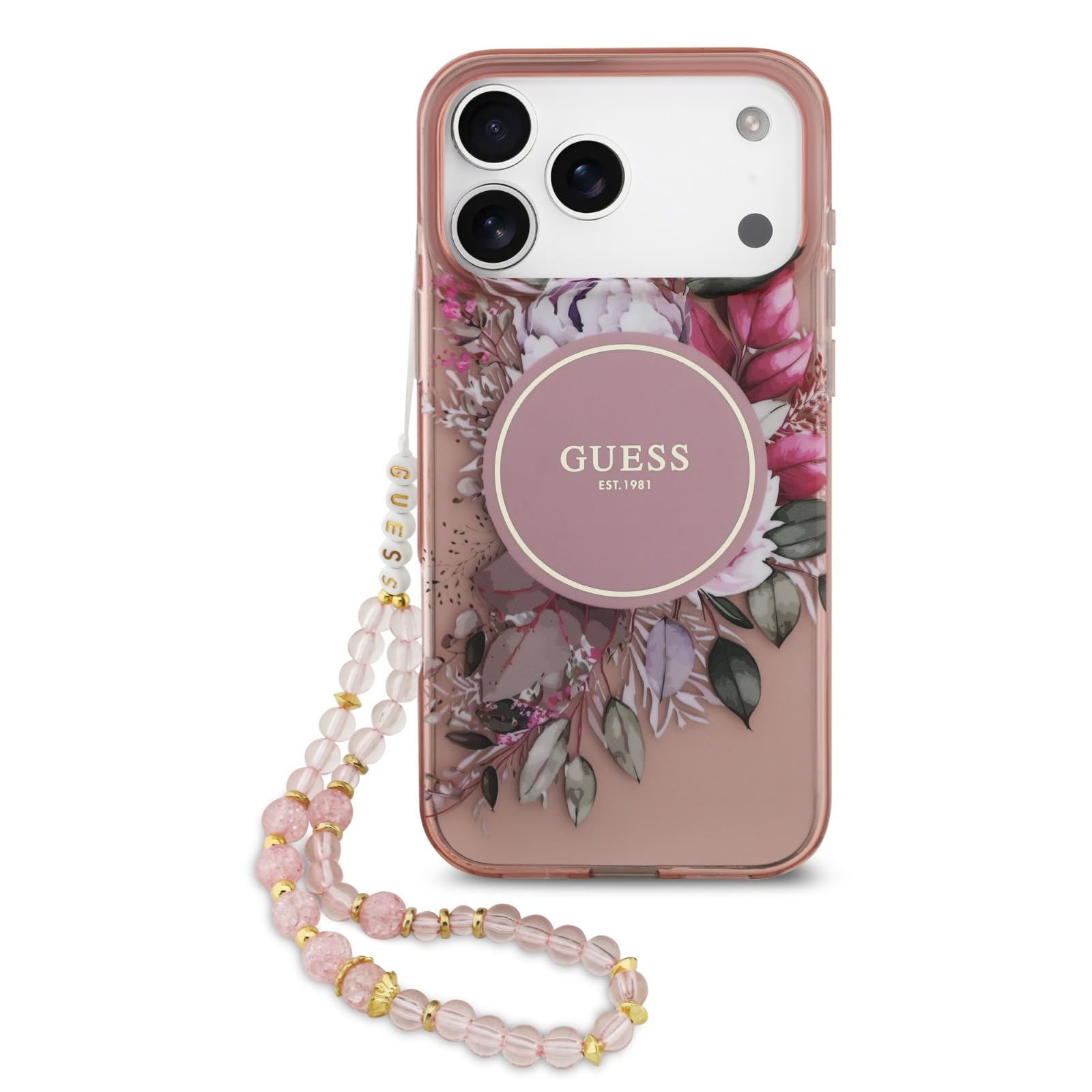 CG MOBILE Guess IML - Bracciale compatibile con custodia MagSafe per iPhone 17 Pro Max (rosa)