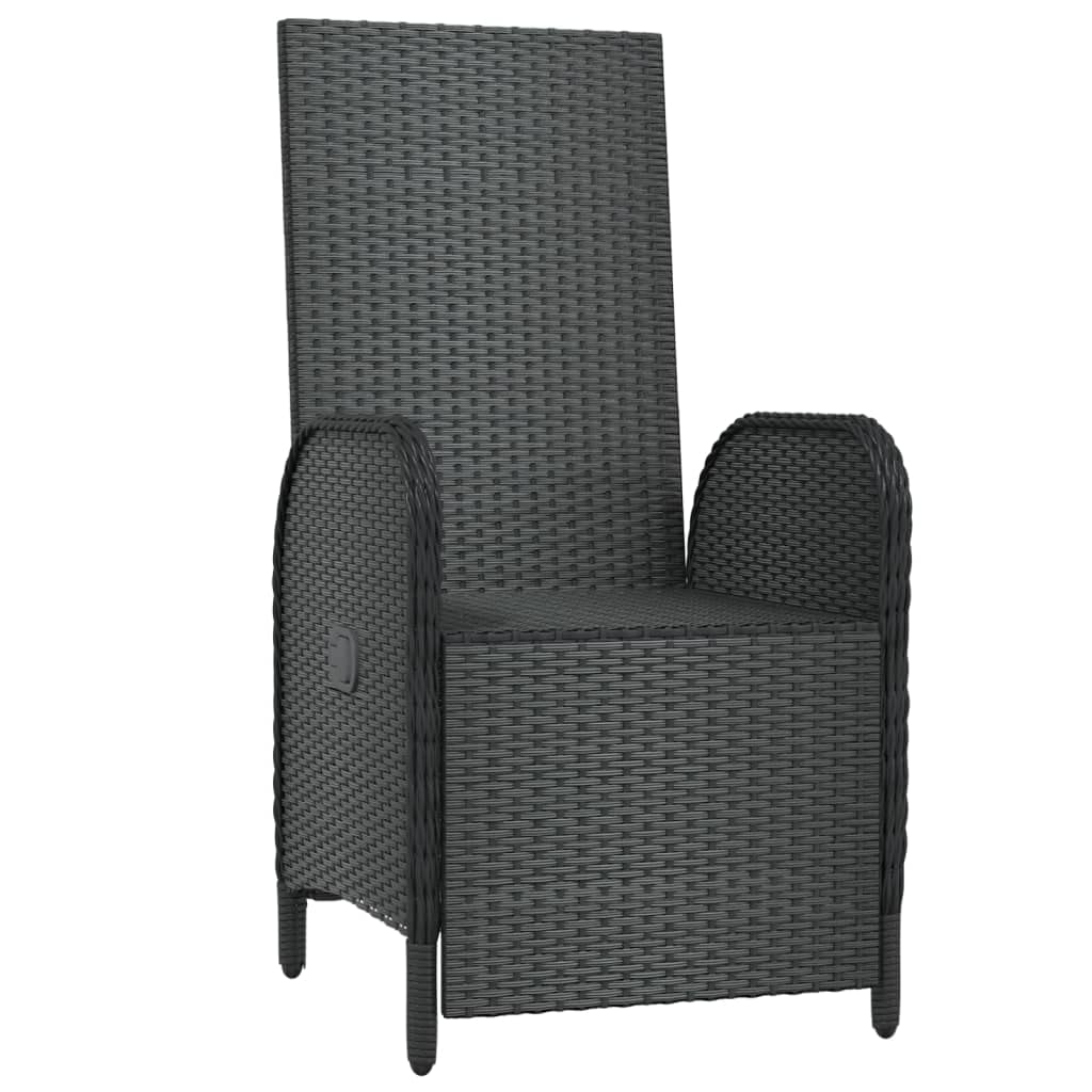 Kavolet Poltrona relax da giardino, regolabile, con cuscino, 2 pezzi, in polyrattan, colore nero