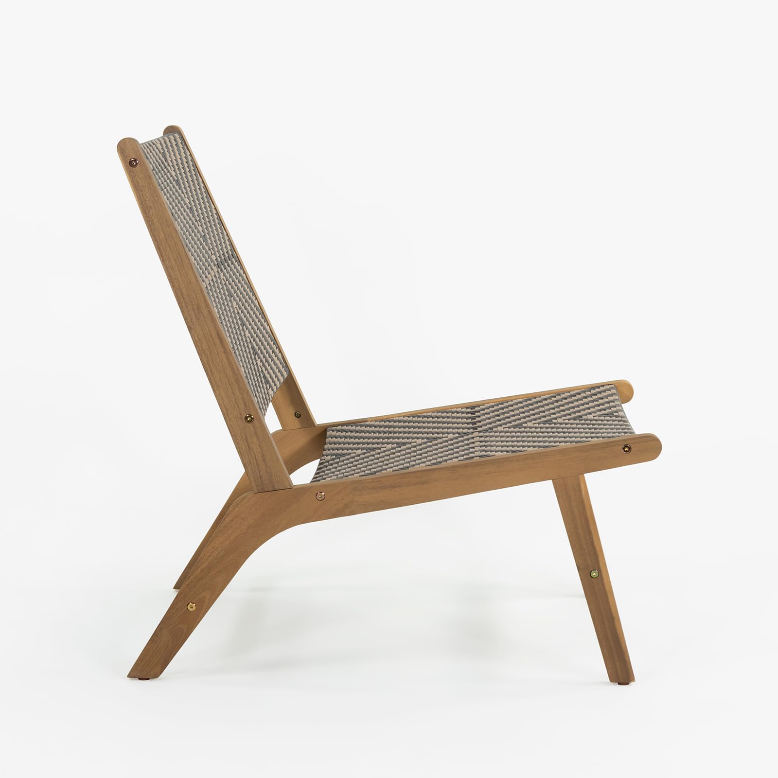 Vaukura Sillón de Madera de Acacia y Mimbre Sintético Idalia Color Negro